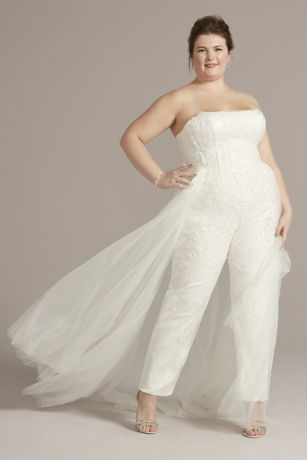 Plus Size Bridal Jumpsuit with ...